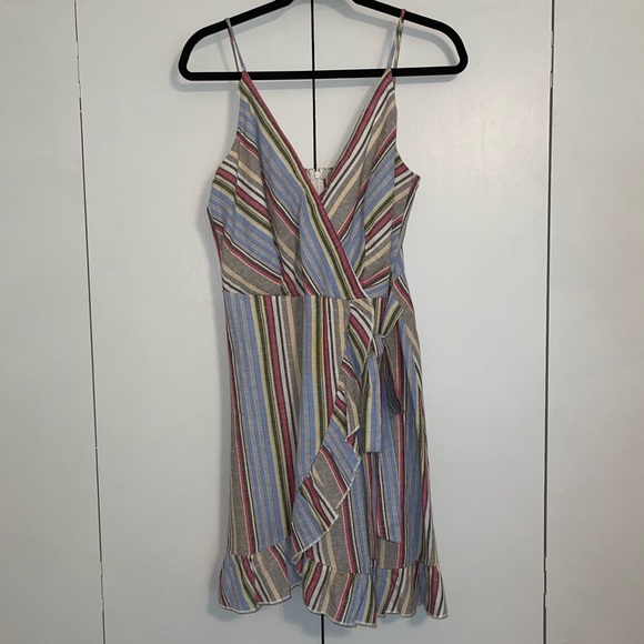 Striped Dress with Tie in Front - Picture 1 of 4